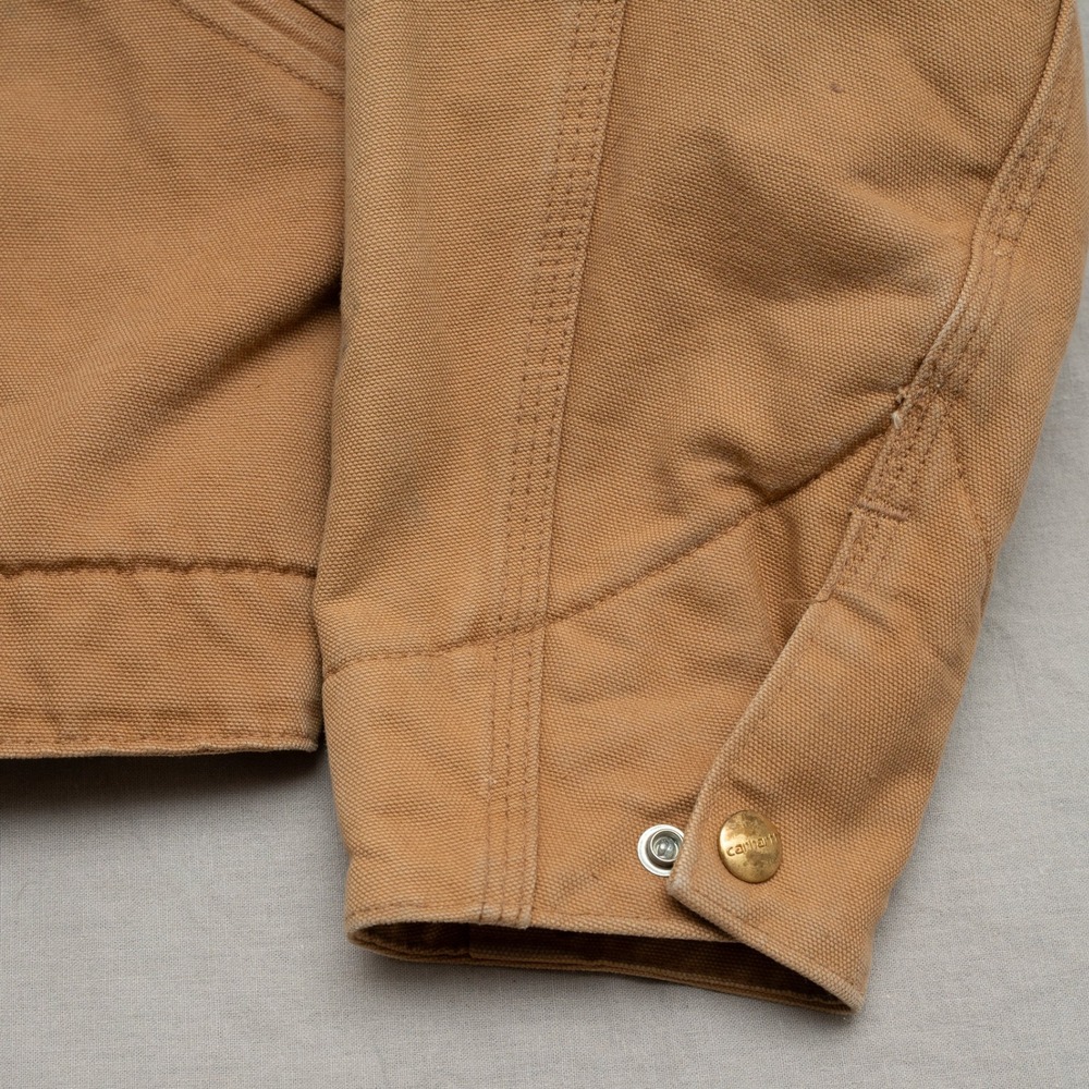 Vtg Carhartt Brown Detroit Blanket Lined Jacket J97 Size Small Corduroy Collar - Picture 5 of 16